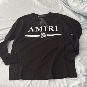 AMIRI Black Long Sleeve Tee with Crew Neck
